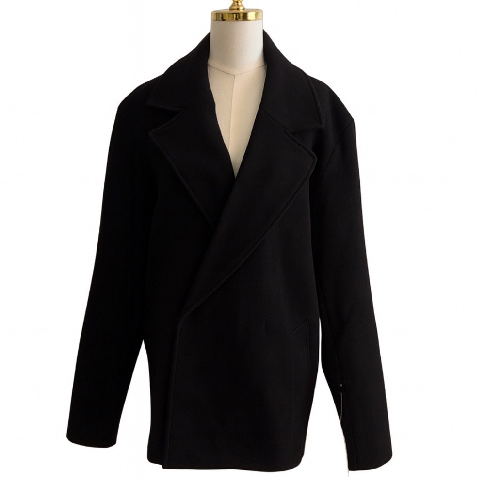 NWT! ASOS Black Pea Coat for Men size 40" chest. MSRP $170